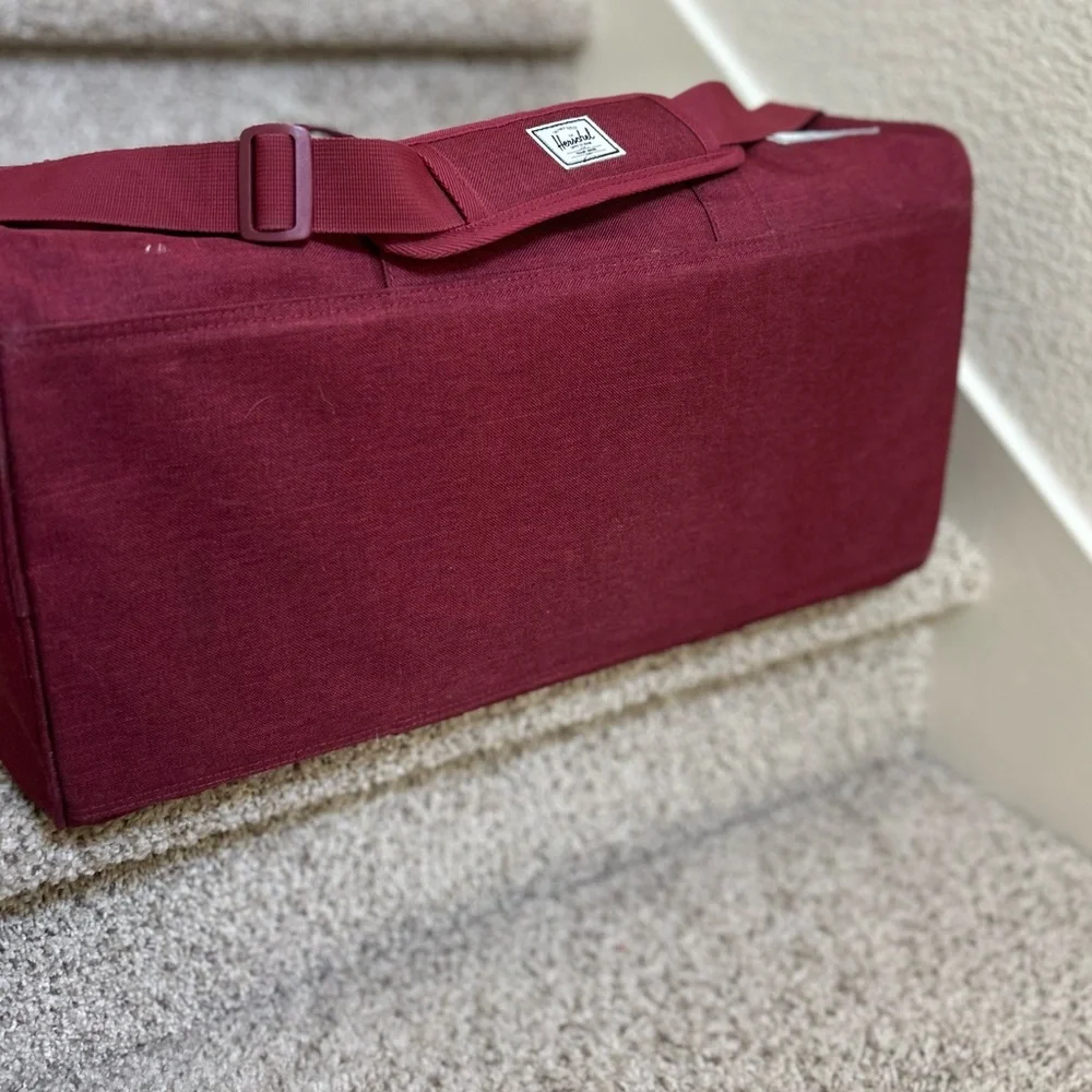 Herschel Supply Company Red Duffel Bag with strap Durable Travel Essential - Picture 8 of 11